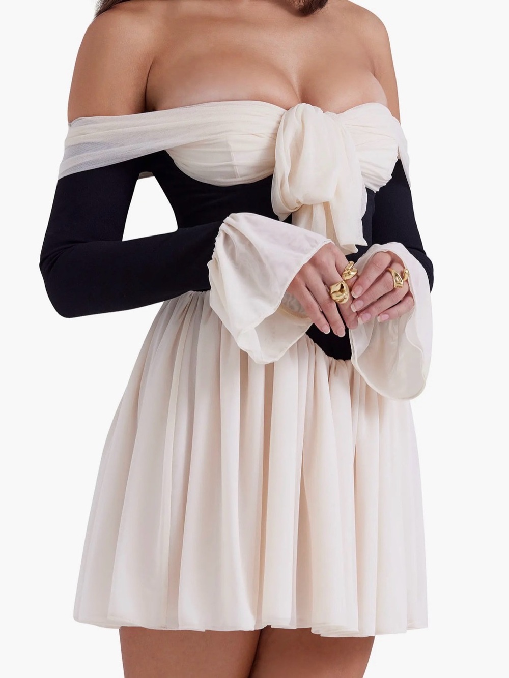 House of CB black and Crème Alana Dress - Picture 3 of 9